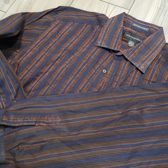 Jhane Barnes Multicolor Striped Shirt Size L Business Woven In Japan Collared - Picture 2 of 5